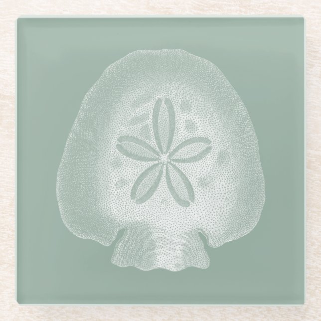 Silhouette Sand Dollar Glass Coaster (Front)