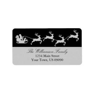 Silhouette Santa's Sleigh Christmas Labels (Black)
