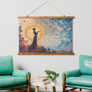 "Silhouette Serenity: Dreamlike Wall Tapestry" Hanging Tapestry
