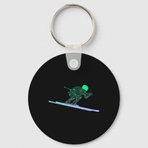Silhouette Ski Icon For Skiier Ski Boys Skiing  Key Ring