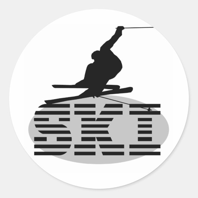 Silhouette SKI Tshirts and Gifts Classic Round Sticker (Front)