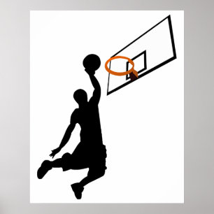 Silhouette Slam Dunk Basketball Player Poster