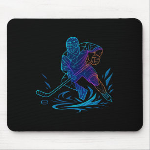 Silhouette Sports Puck Athlete Action Art Hockey P Mouse Pad