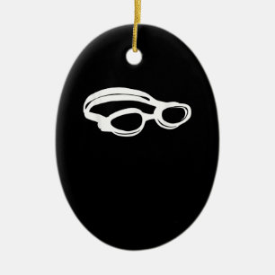 Silhouette Swimming Lover Swim Goggles Funny Swimm Ceramic Tree Decoration