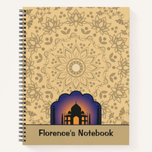 Silhouette Taj Mahal Personalised Name Notebook