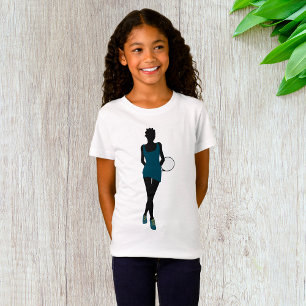 Silhouette Tennis Player Girls T-Shirt