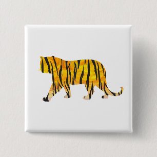 Silhouette Tiger Black and Orange 15 Cm Square Badge