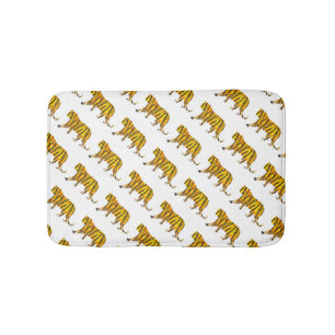 Silhouette Tiger Black and Orange Bath Mat