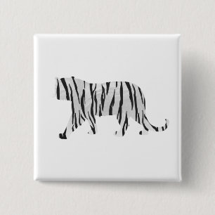 Silhouette Tiger Black and White 15 Cm Square Badge