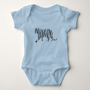 Silhouette Tiger Black and White Baby Bodysuit