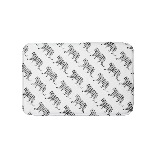 Silhouette Tiger Black and White Bath Mat (Front)