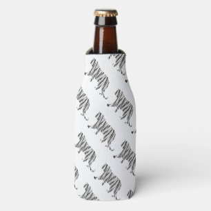 Silhouette Tiger Black and White Bottle Cooler