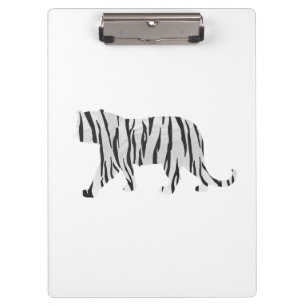 Silhouette Tiger Black and White Clipboard
