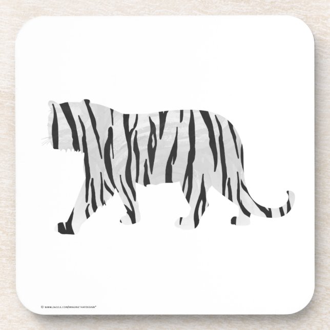 Silhouette Tiger Black and White Coaster (Front)