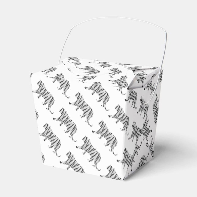 Silhouette Tiger Black and White Favour Box (Front Side)