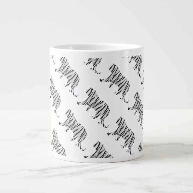 Silhouette Tiger Black and White Large Coffee Mug (Front)