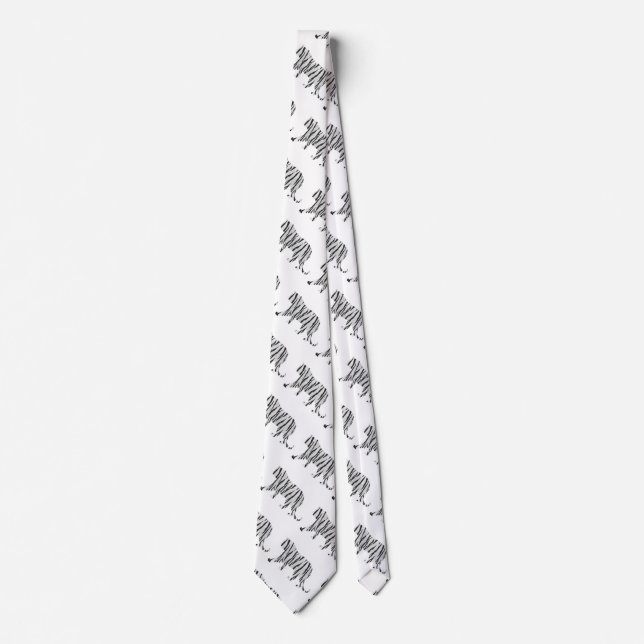 Silhouette Tiger Black and White Tie (Front)