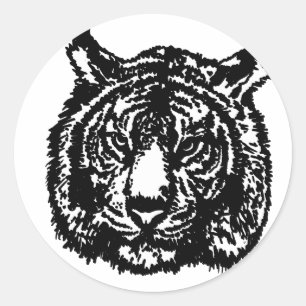 Silhouette Tiger Classic Round Sticker