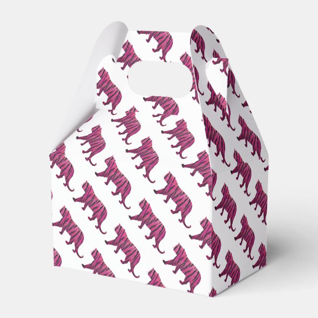 Silhouette Tiger Pink and Black Favour Box (Front Side)
