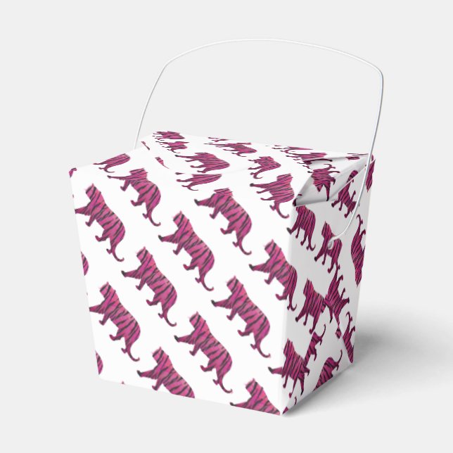 Silhouette Tiger Pink and Black Favour Box (Front Side)
