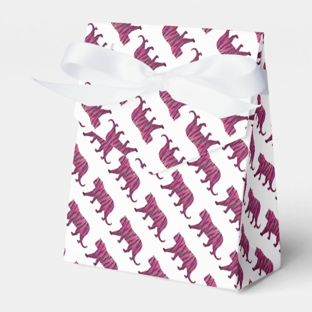 Silhouette Tiger Pink and Black Favour Box (Front Side)