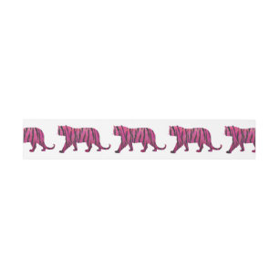 Silhouette Tiger Pink and Black Invitation Belly Band