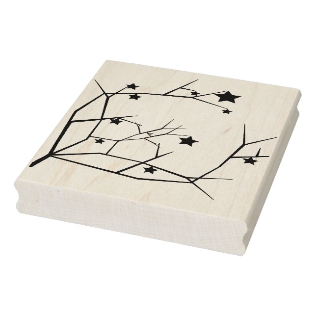 Silhouette tree branches and stars art stamp (Stamp)