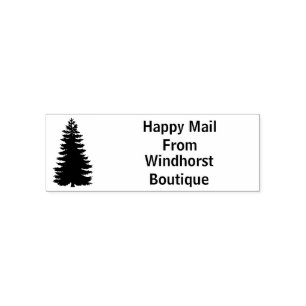 Silhouette Tree Happy Mail Business Name Self-inking Stamp