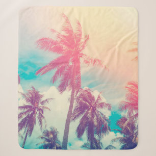 Silhouette tropical palm tree with sun light on su sherpa blanket