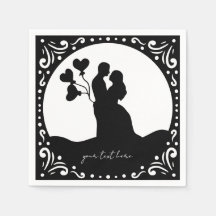 Silhouette Wedding Couple paper napkins