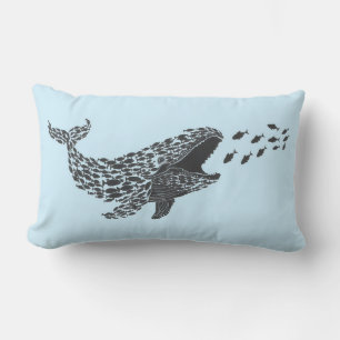 Silhouette Whale Lumbar Throw Pillow