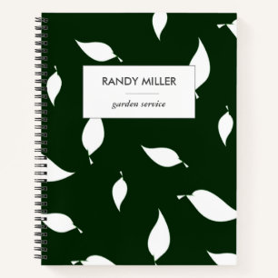 Silhouette white leaves green notebook
