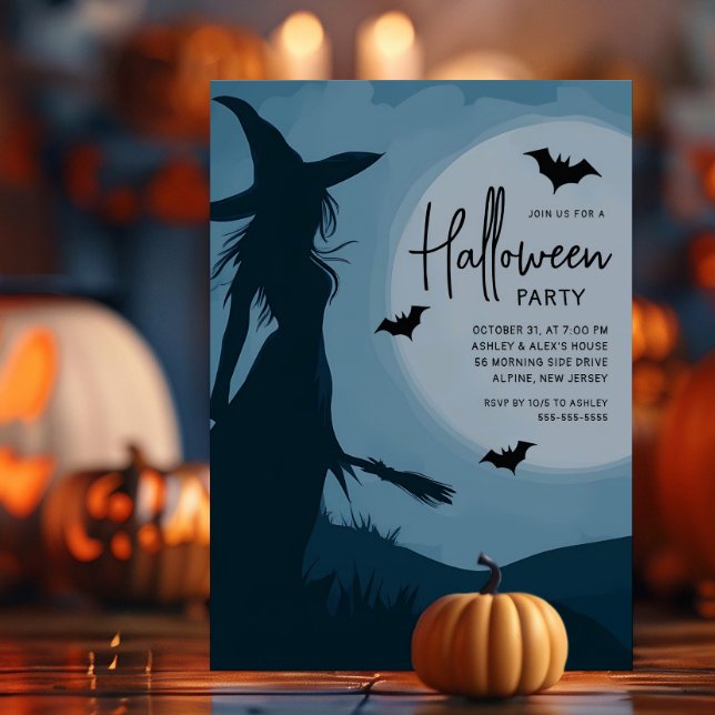 Silhouette Witch Halloween Party Invitation (Creator Uploaded)