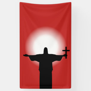 Silhouette with a cross banner