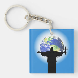 Silhouette with a cross key ring