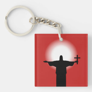 Silhouette with a cross key ring