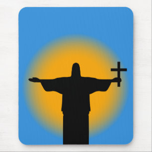 Silhouette with a cross mouse pad