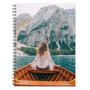 Silhouette Woman Alpine Lake Nature Notebook