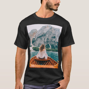 Silhouette Woman Alpine Lake Nature T-Shirt