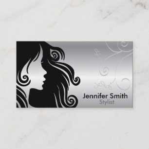 Silhouette Woman Hair Stylist Business Card