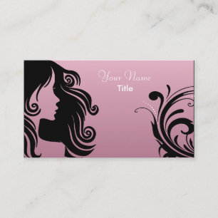 Silhouette Woman Hair Stylist Pink Mauve Business Card