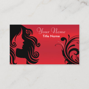 Silhouette Woman Hair Stylist Red Business Card