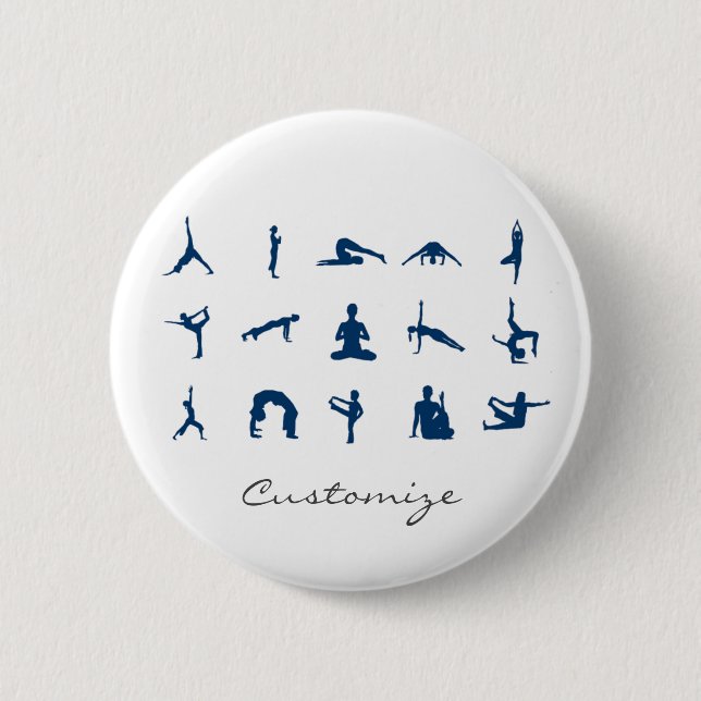 Silhouette Yoga Poses Thunder_Cove 6 Cm Round Badge (Front)