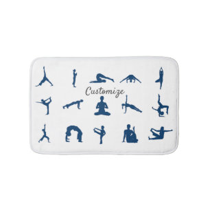 Silhouette Yoga Poses Thunder_Cove Bath Mat