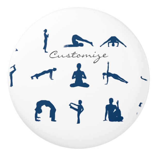 Silhouette Yoga Poses Thunder_Cove Ceramic Knob (Front)