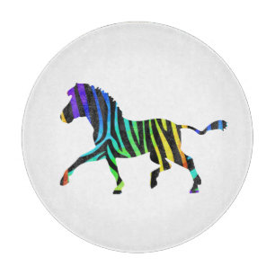Silhouette Zebra Black and Rainbow Cutting Board