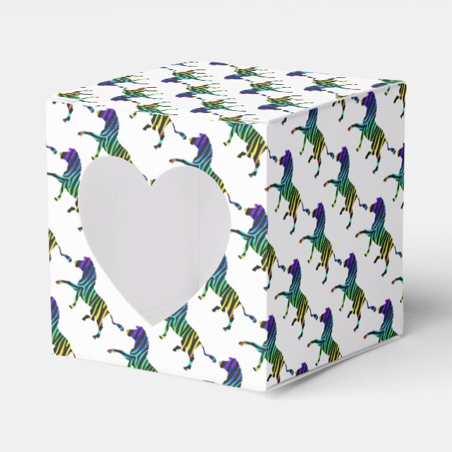 Silhouette Zebra Black and Rainbow Favour Box (Front Side)