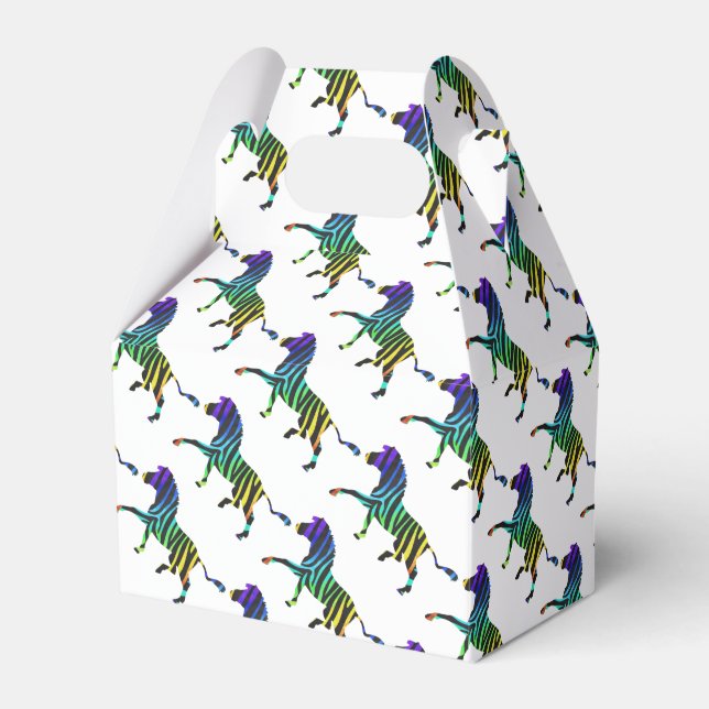 Silhouette Zebra Black and Rainbow Favour Box (Front Side)