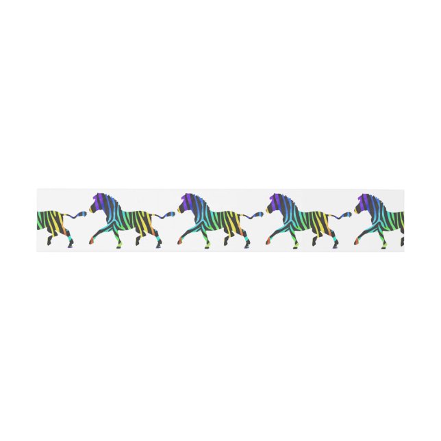 Silhouette Zebra Black and Rainbow Invitation Belly Band (Flat)