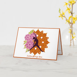 Silhouette Zen Yoga Pose on Gold Mandala Card